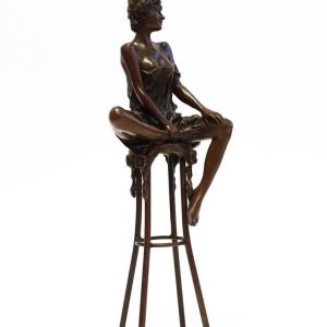 Tượng cô gái ngồi trên ghể bằng đồng Pierre Collinet, A Lady on Stool