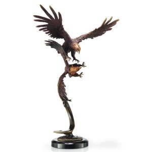 Tượng đôi chim Đại bàng bằng đồng SPI Eagle on Branch