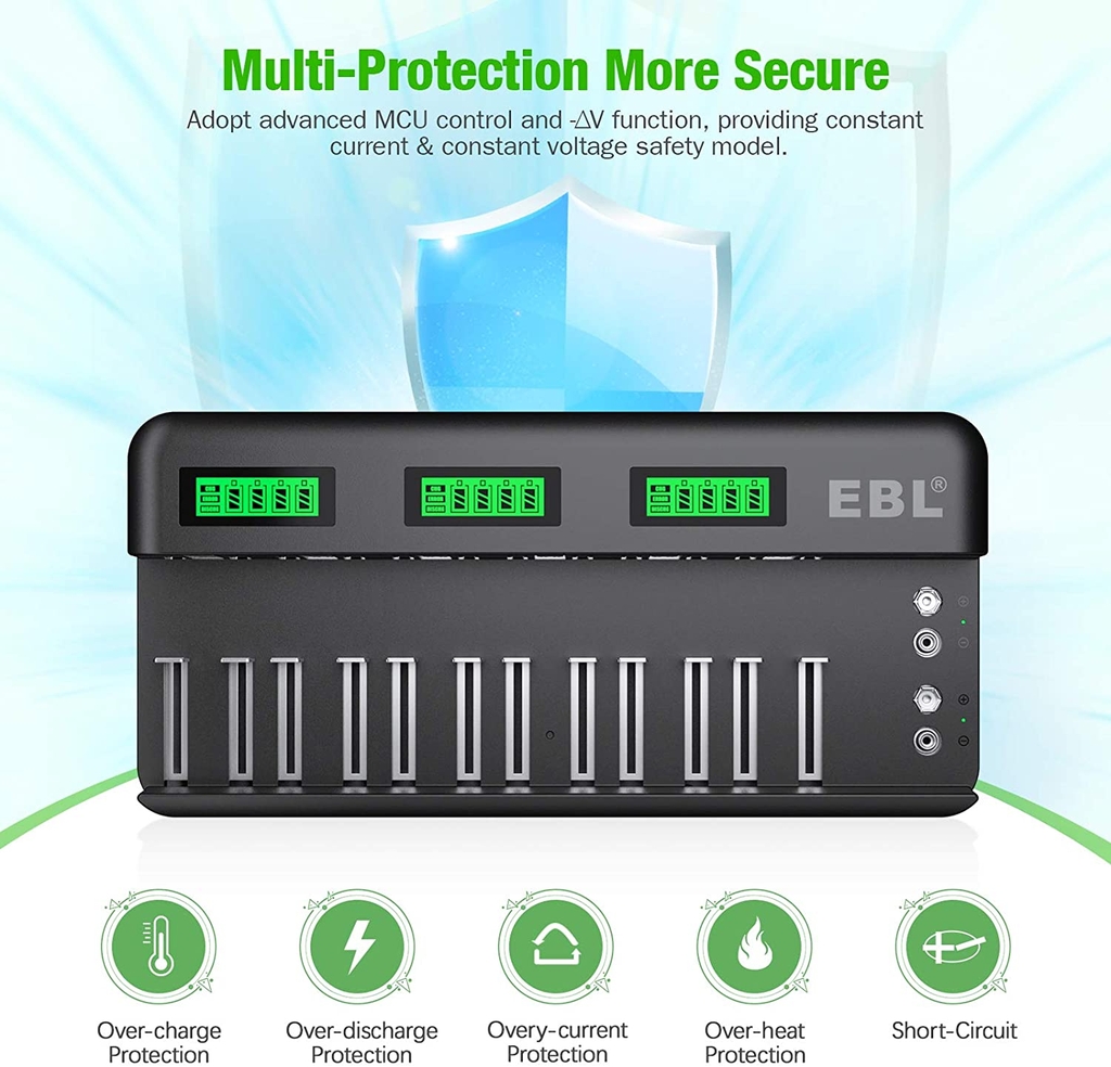 Bộ sạc pin đa năng EBL cho pin AA AAA C D Ni-MH Ni-CD