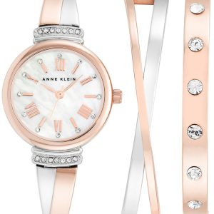 Set Đồng hồ đeo tay và vòng tay cho nữ Anne Klein Women's Swarovski Crystal Accented Rose Gold