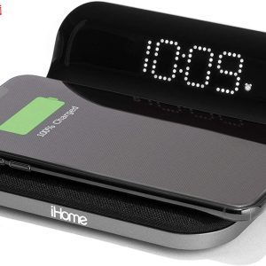 Đồng hồ báo thức kỹ thuật số nhỏ gọn iHome iW19 với sạc không dây Qi