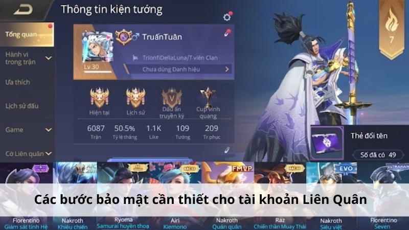 Các bước bảo mật cần thiết cho tài khoản Liên Quân