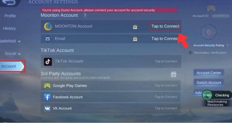 Bắt đầu tạo tài khoản Mobile Legend với Moonton