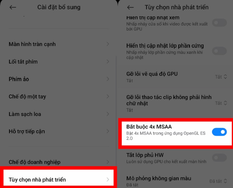 Thiết lập tính năng 4x MSAA cho tựa game