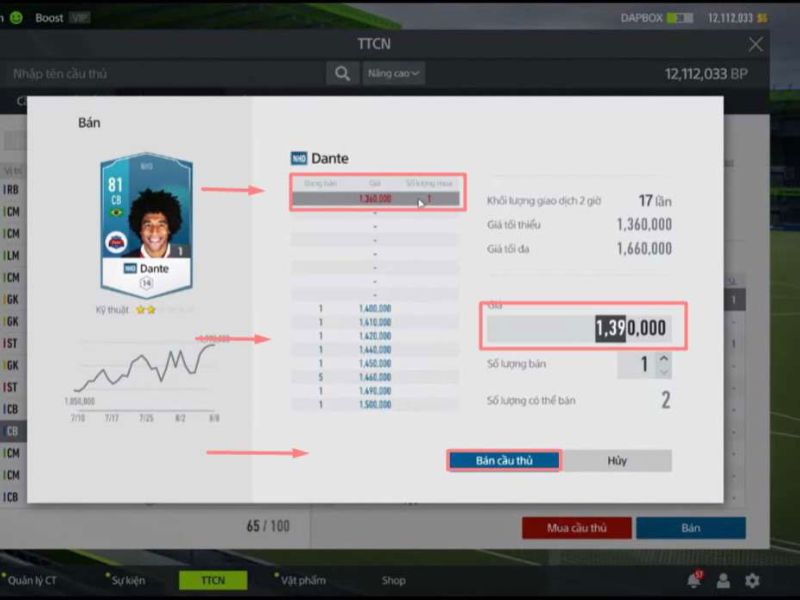Cách bán cầu thủ trong Fifa Online 4 được giá tốt