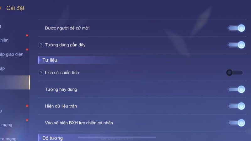 Cách ẩn lịch sử đấu liên quân