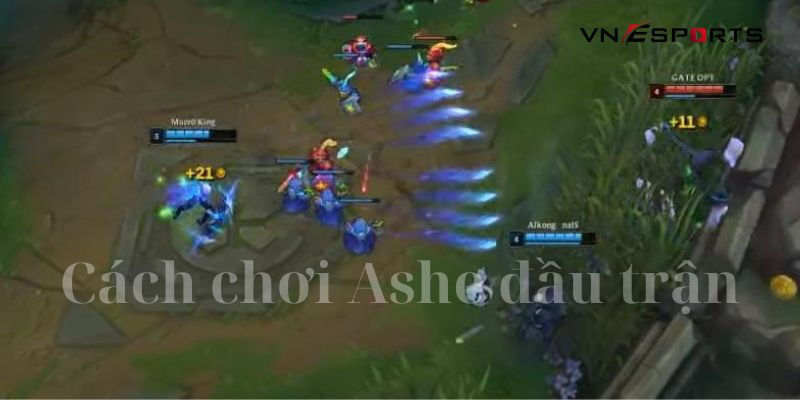 Cách chơi Ashe đầu trận chính là farm lính