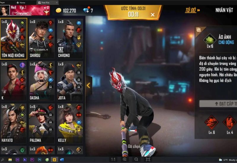 Cách ghép kỹ năng nhân vật trong Free Fire ở vị trí tấn công