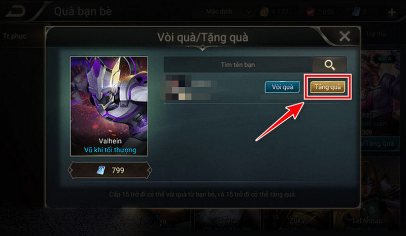 Làm sao để tặng mảnh ngọc game Liên Quân cho bạn bè