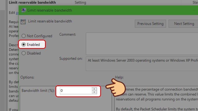 chinh-bandwidth-limit-ve-muc-0-de-giam-ping Chỉnh Bandwidth limit về mức 0% để giảm Ping