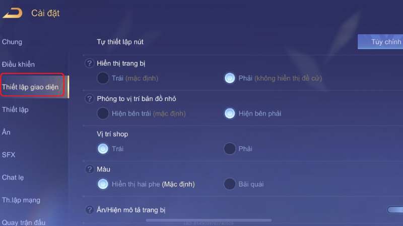 chinh-cai-dat-giao-dien-lien-quan Chỉnh cài đặt giao diện Liên Quân
