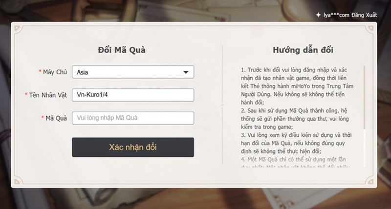 chon-server-nhan-vat Chọn server và tên nhân vật muốn đổi quà