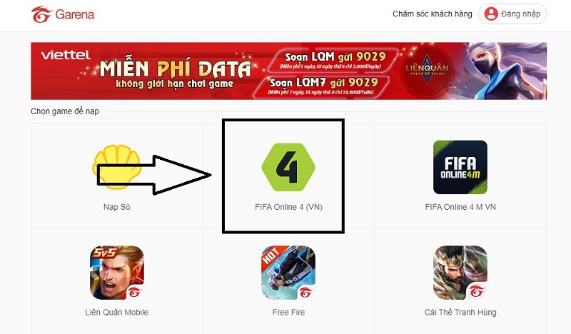 chon-vao-o-fifa-online-4-de-tao-lenh-nap Chọn vào ô Fifa Online 4 để tạo lệnh nạp