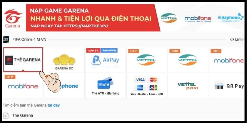 chon-vao-the-garena-de-nap-tien Chọn vào thẻ Garena để nạp tiền