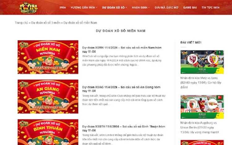 Chuyên mục XSMN miễn phí hàng ngày tại IWIN.LIMITED