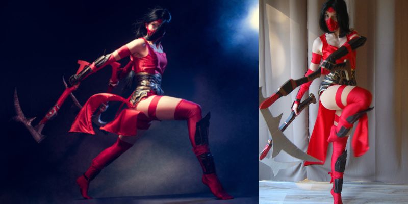 cosplay-akali-lol-1 Akali lmht cosplay trong bộ trang phục đỏ hấp dẫn