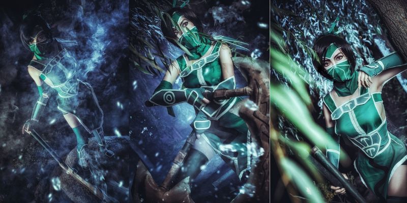 cosplay-akali-phien-ban-mac-dinh-2 cosplay Akali trong bộ trang phục xanh lá xinh đẹp