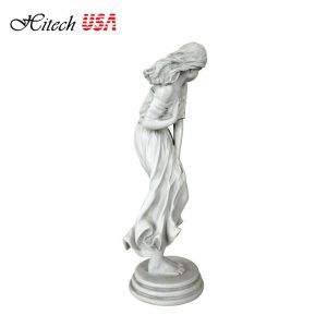 Tượng điêu khắc thiếu nữ đứng trong gió Classic Art Windblown Woman Garden Sculpture By Leon Pillet