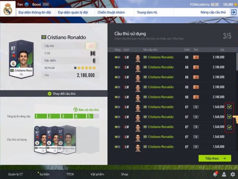 Hướng dẫn cách bán cầu thủ trong Fifa Online 4 cho bạn bè