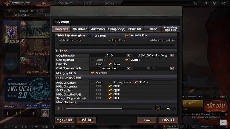 Hướng dẫn hạ cấu hình trong game Đột Kích