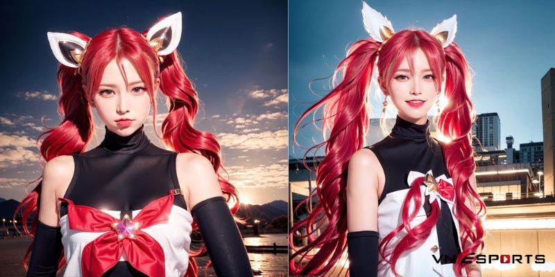 jinx-cosplay-phine-ban-toc-do Nữ coser với mái tóc đỏ cosplay nữ tướng Jinx