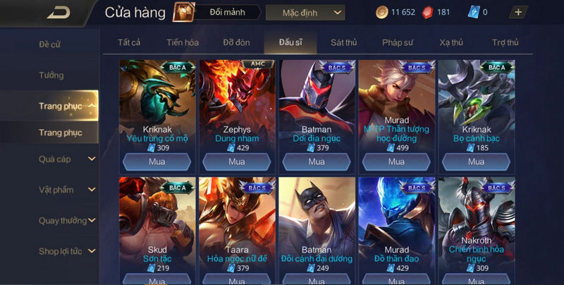 mua-trang-phuc-lien-quan-ban-chinh-thuc Cách mua skin trong Liên Quân phiên bản chính thức