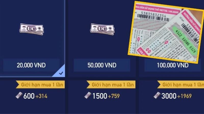 Có thể nạp UC PUBG mobile bằng thẻ cào không?