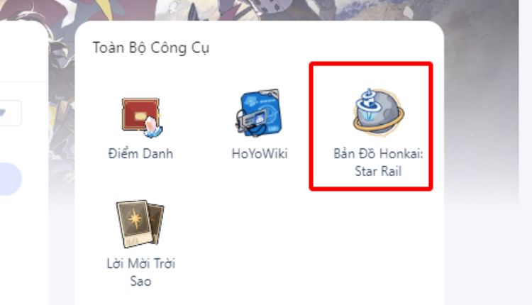 Nhấn chọn bản đồ Honkai Star Rail