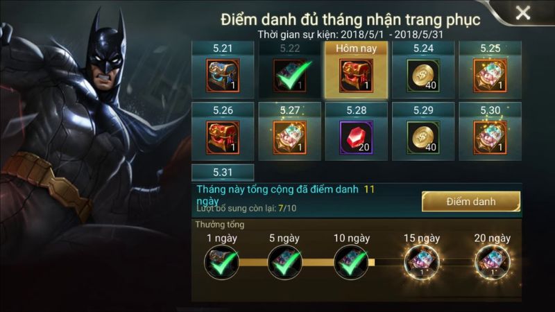 nhan-vang-lien-quan-qua-c491iem-danh Cách kiếm vàng nhanh trong Liên Quân bằng việc điểm danh