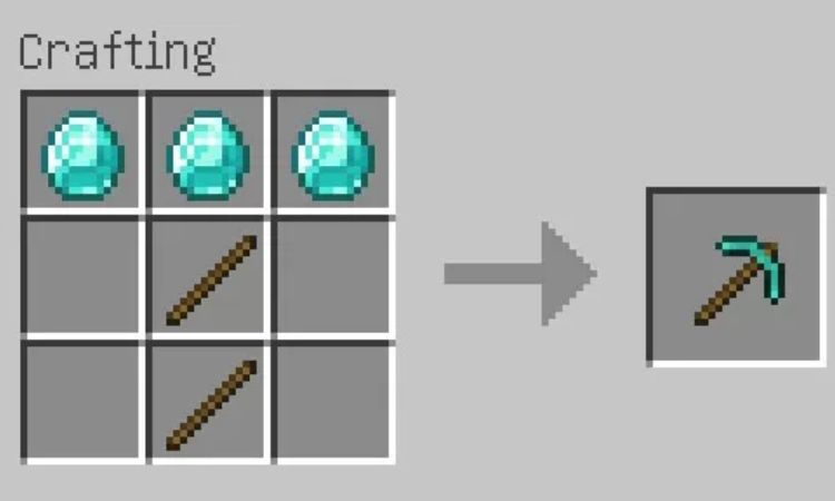 quy-trinh-che-tao-cuoc-kim-cuong-minecraft Quy trình chế tạo cuốc kim cương Minecraft