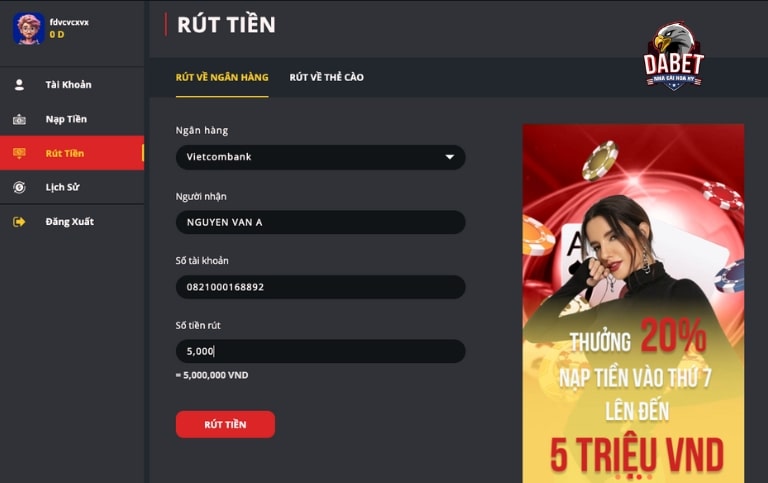rut-tien-dabet-2 Hướng dẫn rút tiền cho người chơi mới