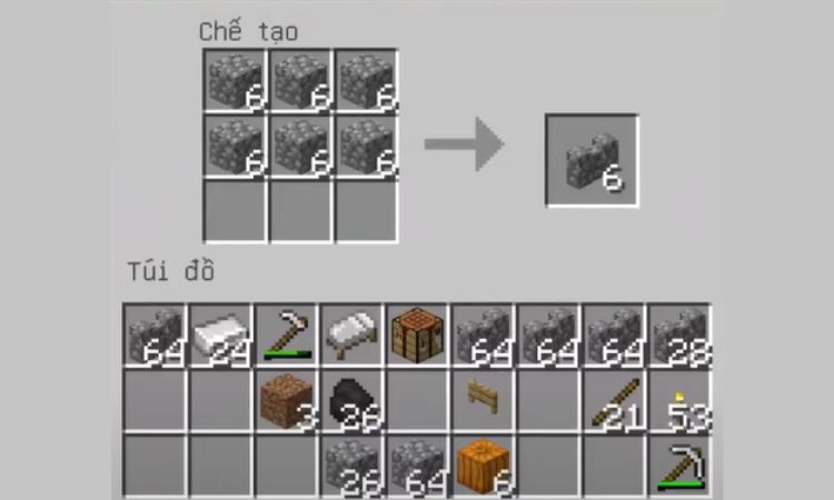 thao-tac-lam-hang-rao-minecraft-tu-vat-lieu-da Thao tác làm hàng rào Minecraft từ vật liệu đá