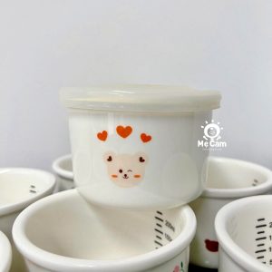 Hũ sứ chia vạch ml có nắp đậy Lion Baby