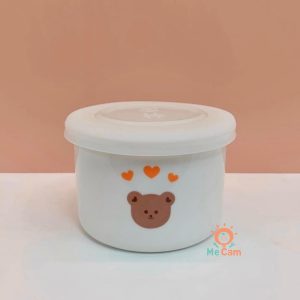 Hũ sứ chia vạch ml có nắp đậy Lion Baby