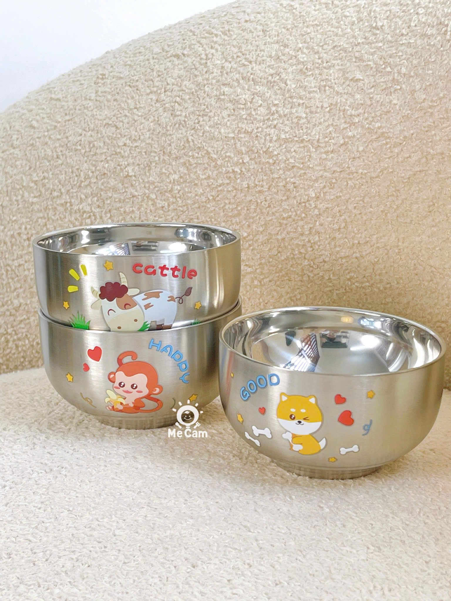 Bát inox cách nhiệt in hình dày dặn cho bé