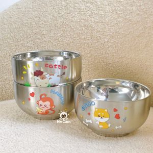 Bát inox cách nhiệt in hình dày dặn cho bé