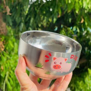 Bát inox cách nhiệt in hình dày dặn cho bé