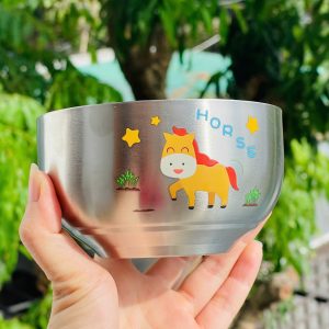 Bát inox cách nhiệt in hình dày dặn cho bé