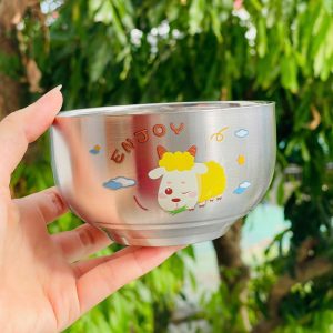 Bát inox cách nhiệt in hình dày dặn cho bé