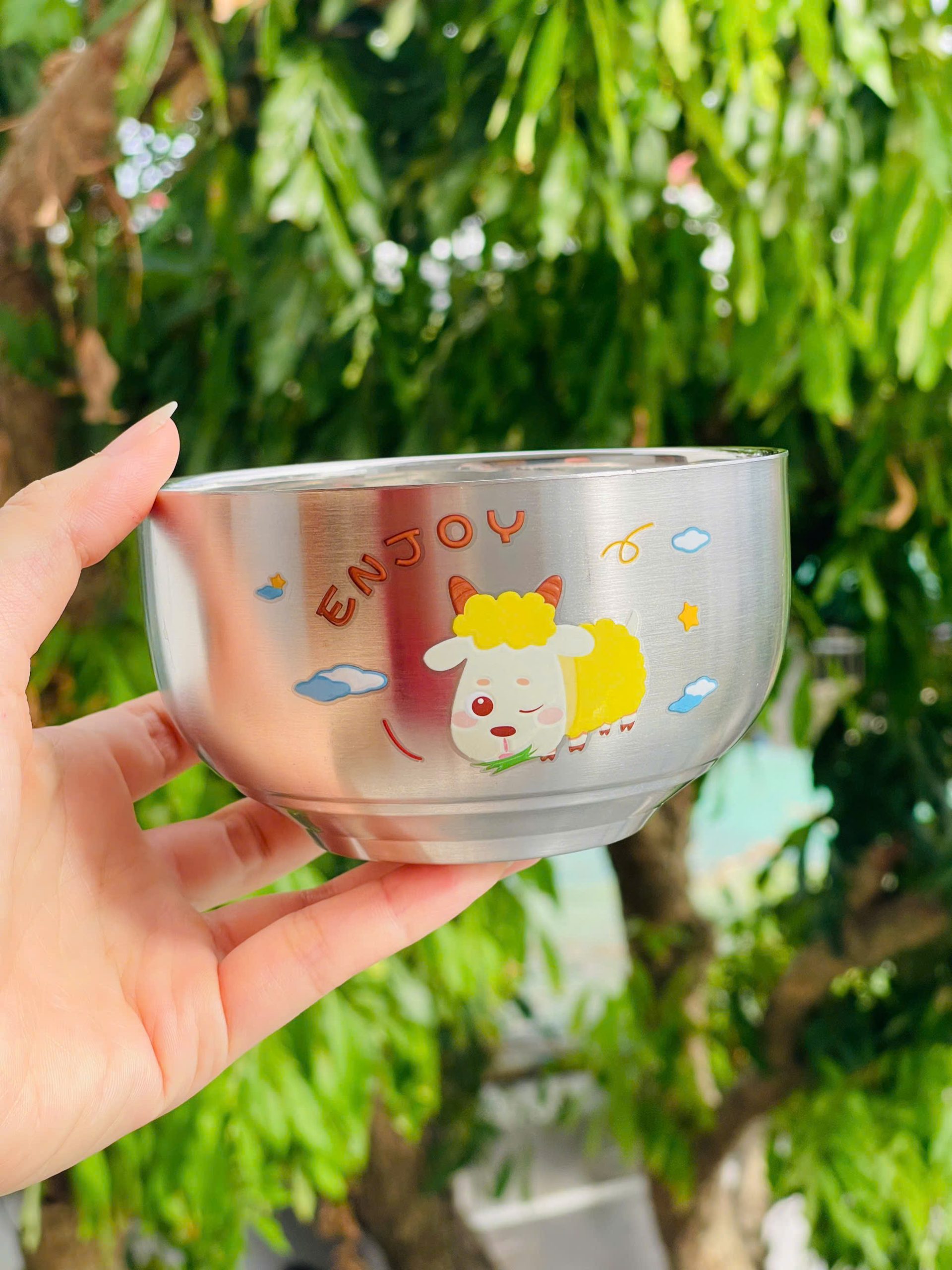 Bát inox cách nhiệt in hình dày dặn cho bé