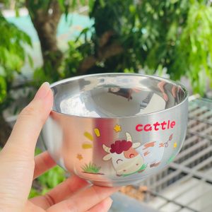 Bát inox cách nhiệt in hình dày dặn cho bé