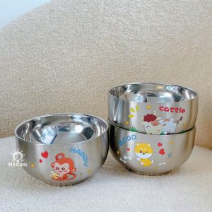 Bát inox cách nhiệt in hình dày dặn cho bé