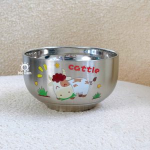 Bát inox cách nhiệt in hình dày dặn cho bé