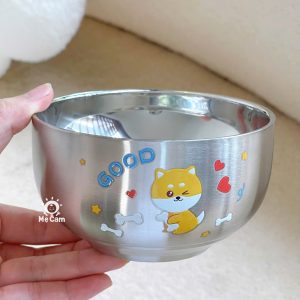 Bát inox cách nhiệt in hình dày dặn cho bé