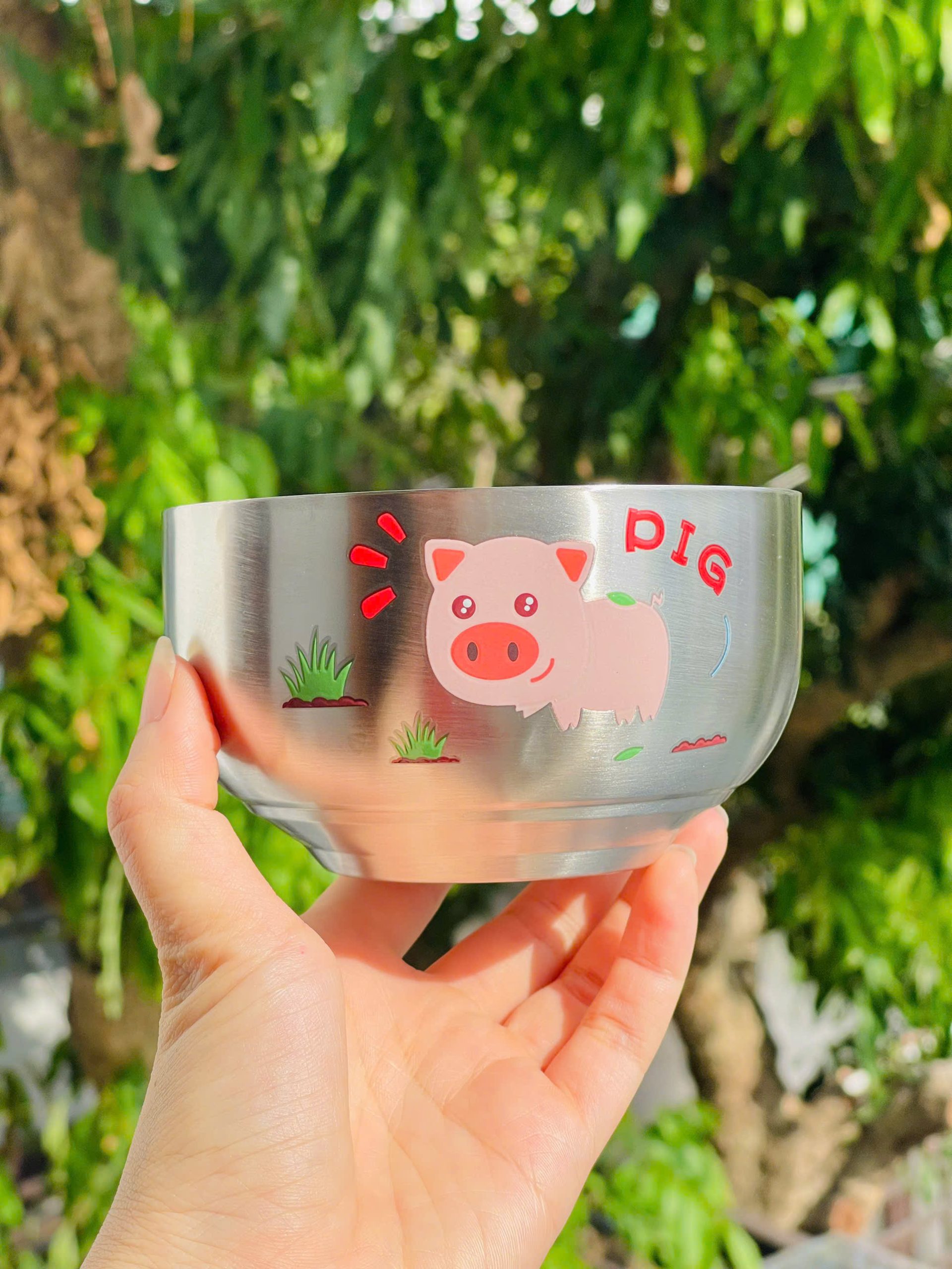 Bát inox cách nhiệt in hình dày dặn cho bé