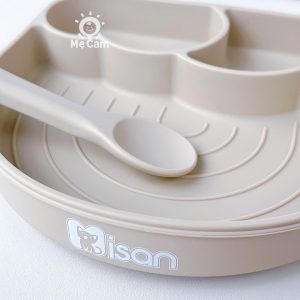Khay ăn dặm silicone Misan hình cầu vồng kèm thìa