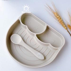 Khay ăn dặm silicone Misan hình cầu vồng kèm thìa