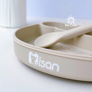Khay ăn dặm silicone Misan hình cầu vồng kèm thìa