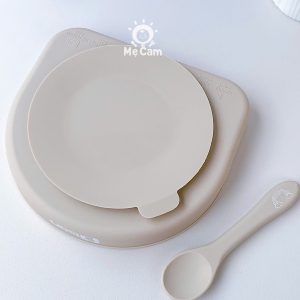 Khay ăn dặm silicone Misan hình cầu vồng kèm thìa
