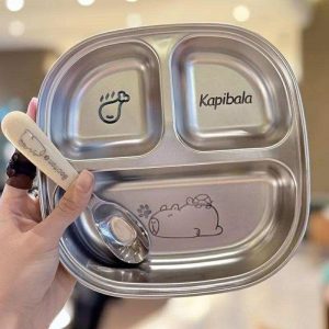 Khay ăn dặm inox chia ngăn